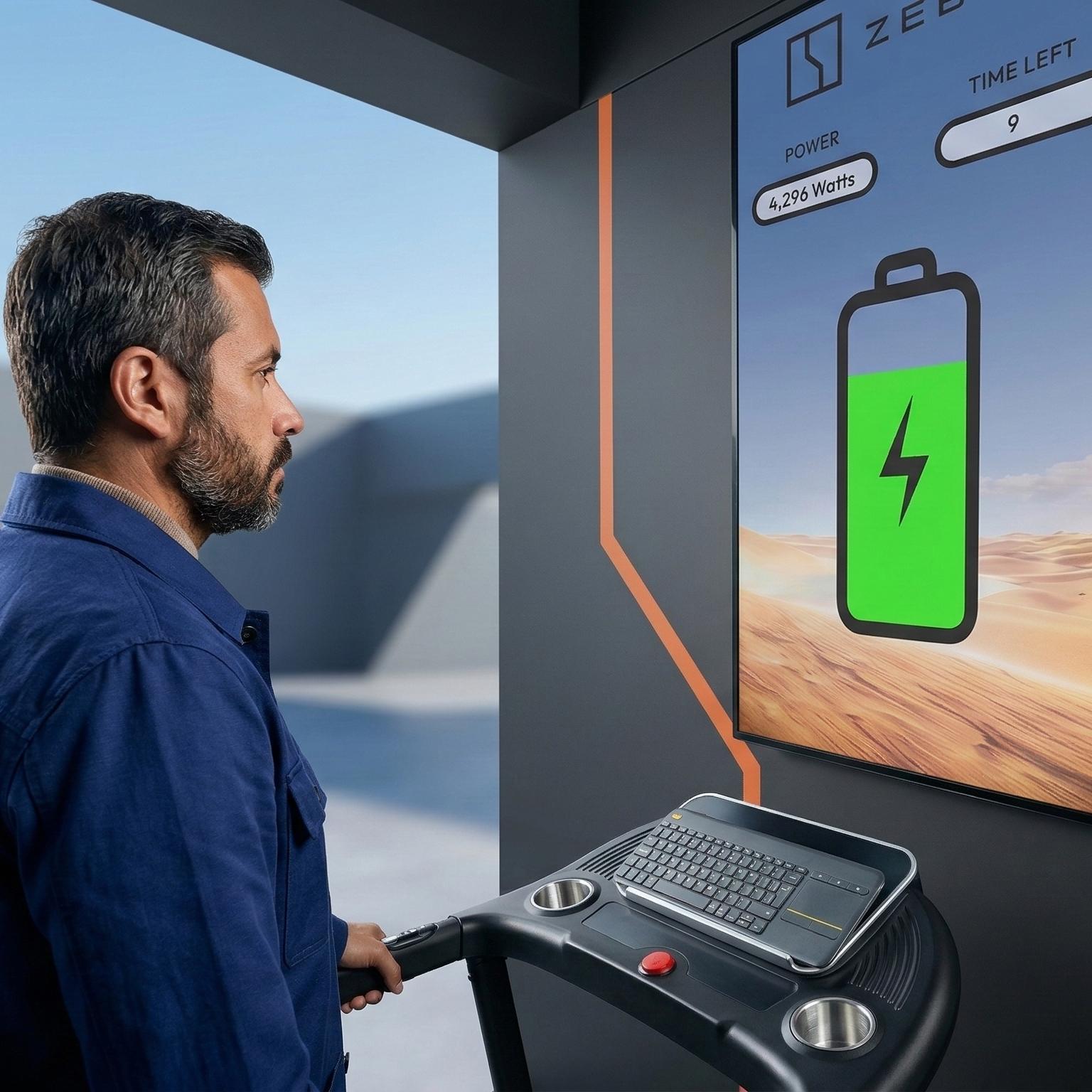 Interactive Treadmill Activation in Dubai: Participants generating human power to recharge EV cars